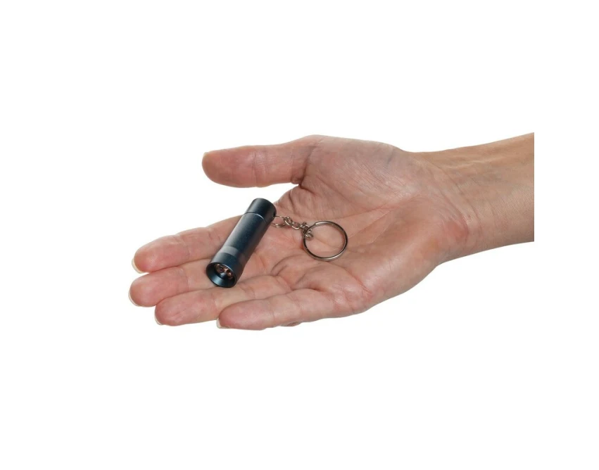 Niebieski brelok z latarką LED z aluminium z recyklingu