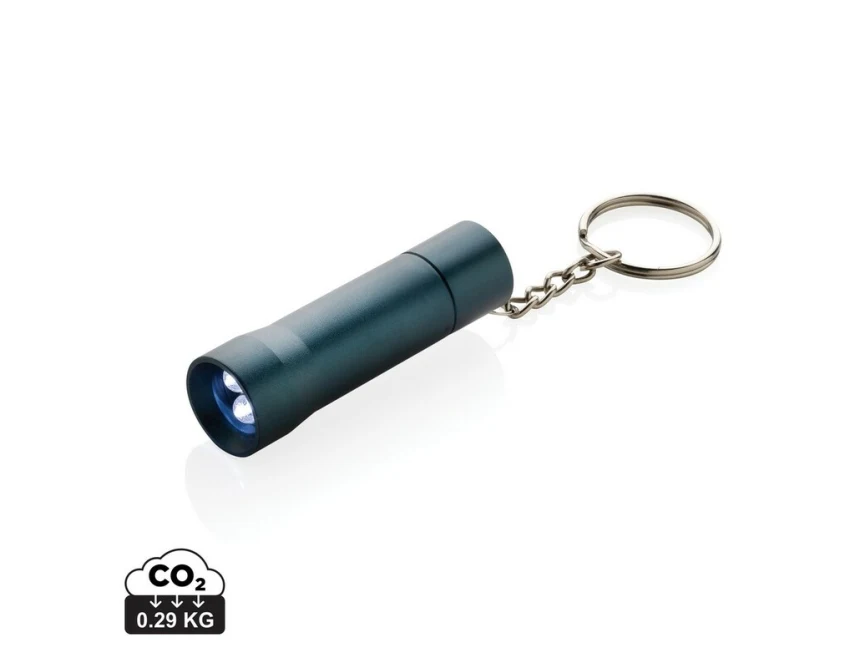 Niebieski brelok z latarką LED z aluminium z recyklingu