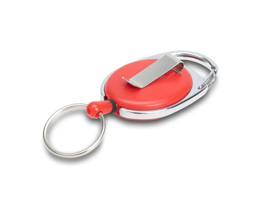 Czerwony skipass do identyfikatora z logo, linka 86 cm