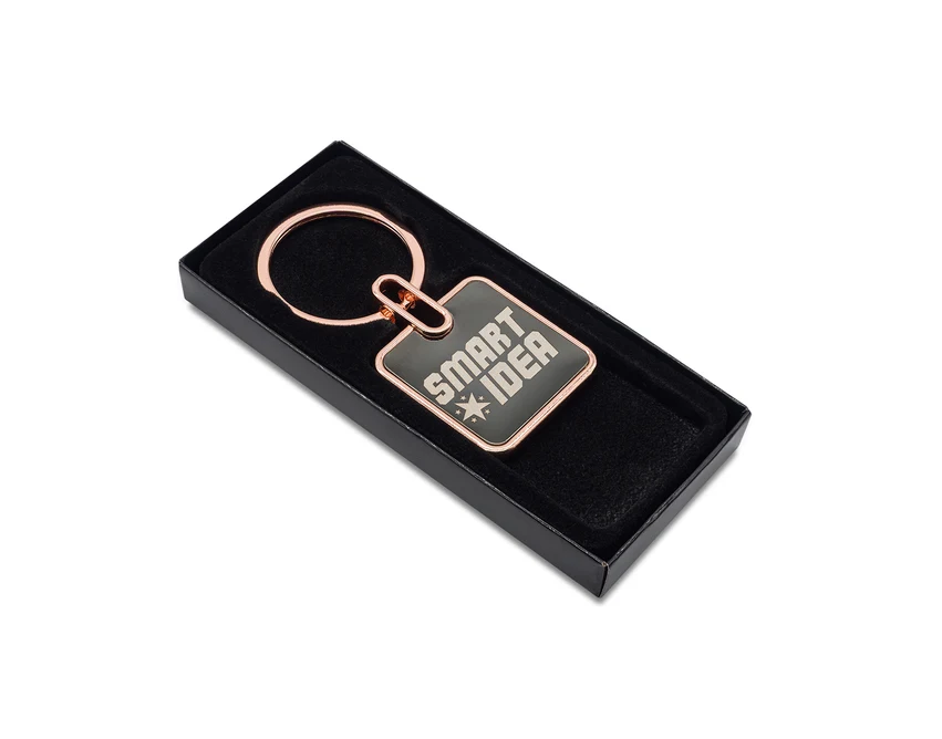Brelok Oro czarny stalowy z grawerem logo w pudełku
