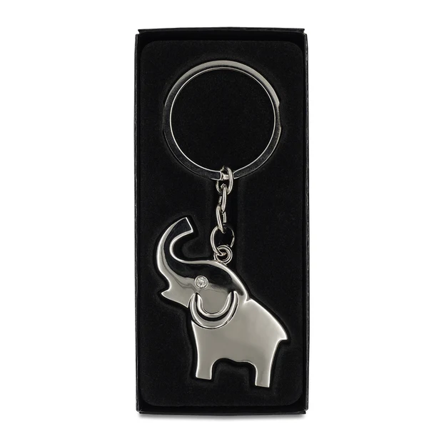 Srebrny brelok słoń z logo w eleganckim pudełku