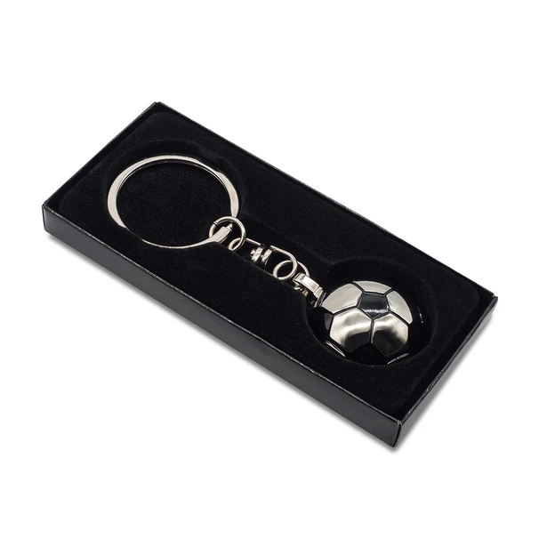 Srebrny brelok piłkarski Ronaldo z logo w pudełku