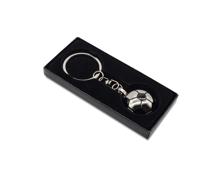 Srebrny brelok piłkarski Ronaldo z logo w pudełku