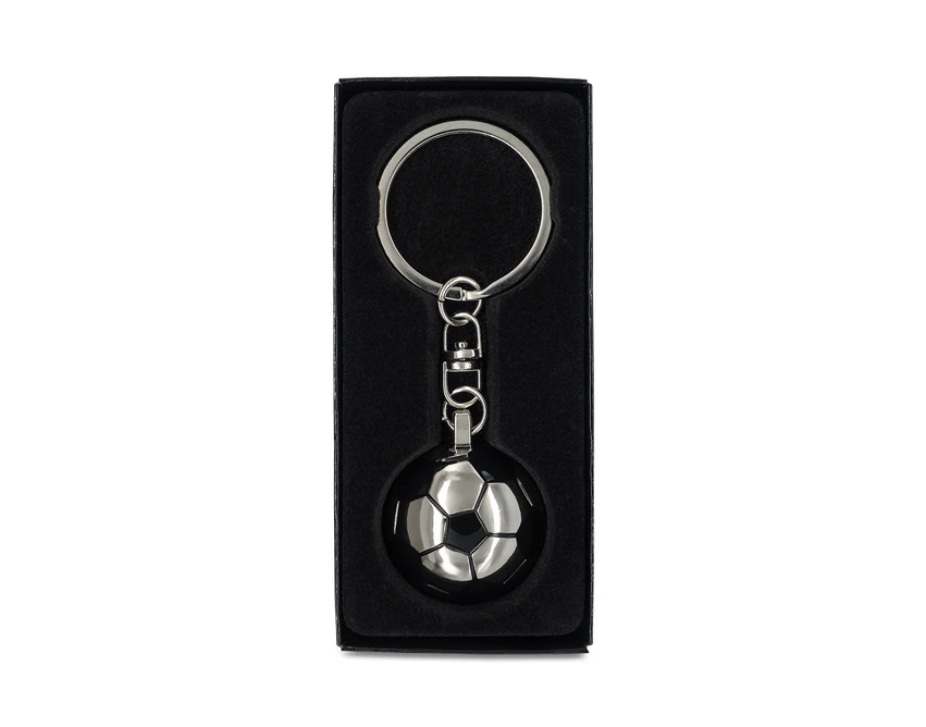 Srebrny brelok piłkarski Ronaldo z logo w pudełku