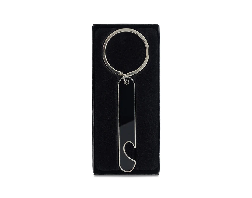 Czarny brelok Hors z otwieraczem, stal nierdzewna, grawer