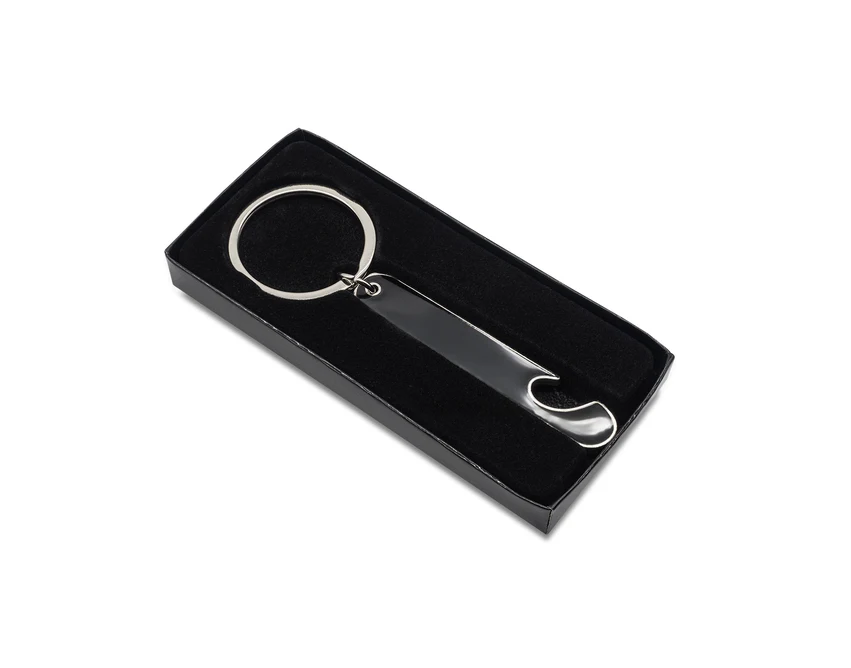 Czarny brelok Hors z otwieraczem, stal nierdzewna, grawer