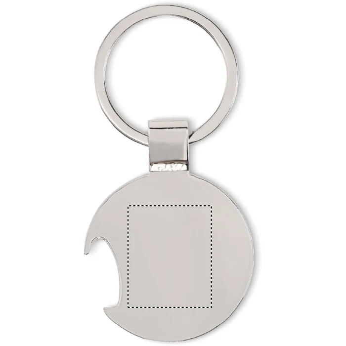 Schemat znakowania dla Tampondruk - P4 na gadżecie: Brelok Open Goal biało-czarny z otwieraczem i logo firmy