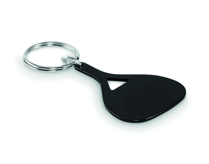 Czarny brelok metalowy z grawerem logo z recyklingu