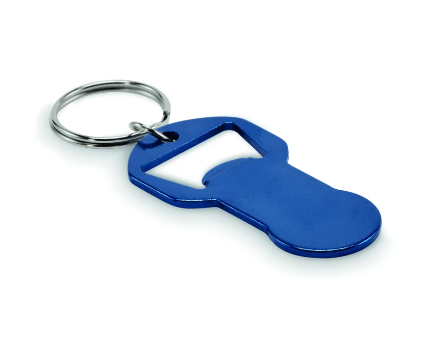 Brelok Clave z otwieraczem, granatowy, aluminiowy, z logo