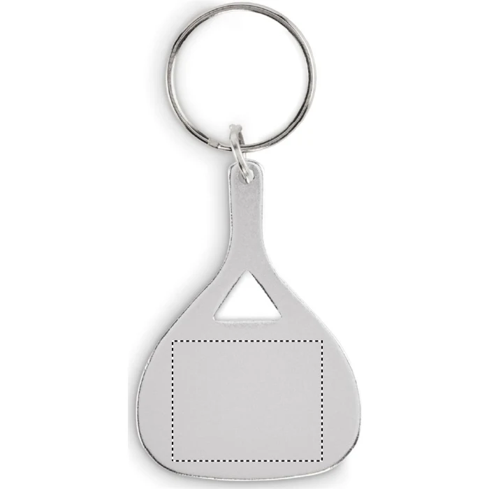 Schemat znakowania dla Tampondruk - P4 na gadżecie: Srebrny brelok metalowy z grawerem – aluminium z recyklingu