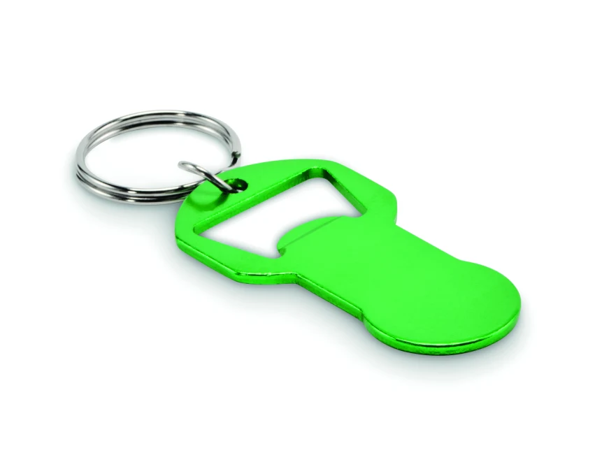 Zielony brelok Clave z otwieraczem i nadrukiem logo