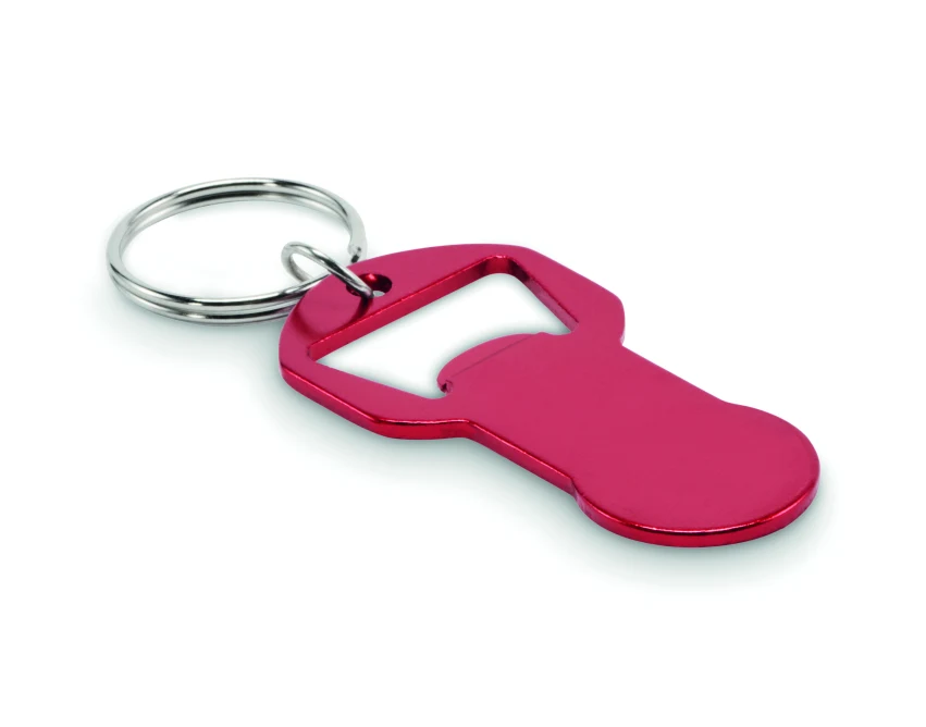 Czerwony brelok Clave z otwieraczem, aluminium z recyklingu