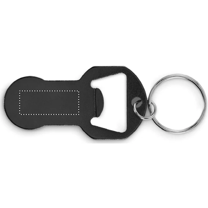 Schemat znakowania dla Tampondruk - P4 na gadżecie: Czarny brelok aluminiowy Clave z otwieraczem i logo firmy