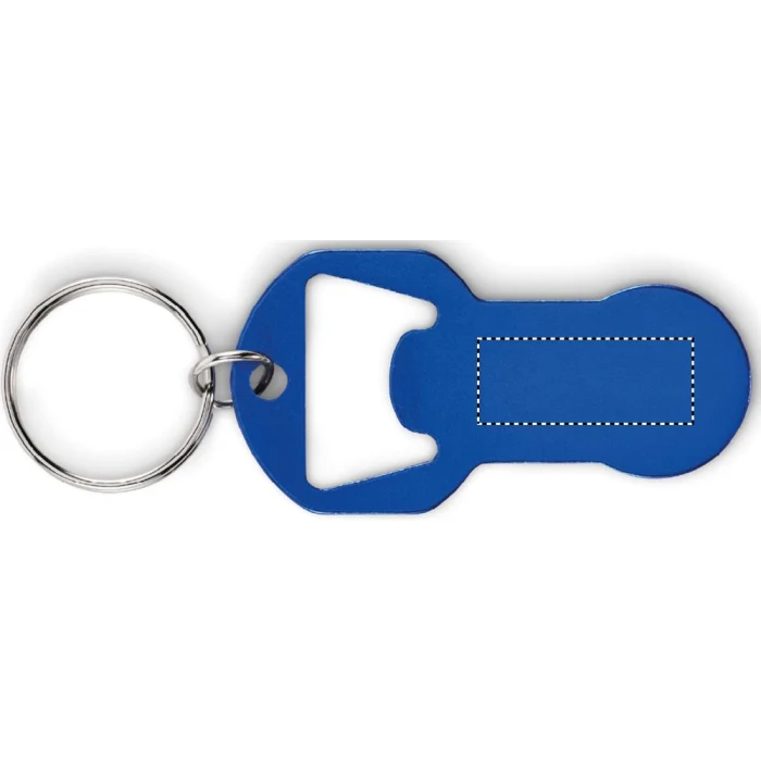 Schemat znakowania dla Tampondruk - P4 na gadżecie: Niebieski brelok aluminiowy Clave z otwieraczem i logo
