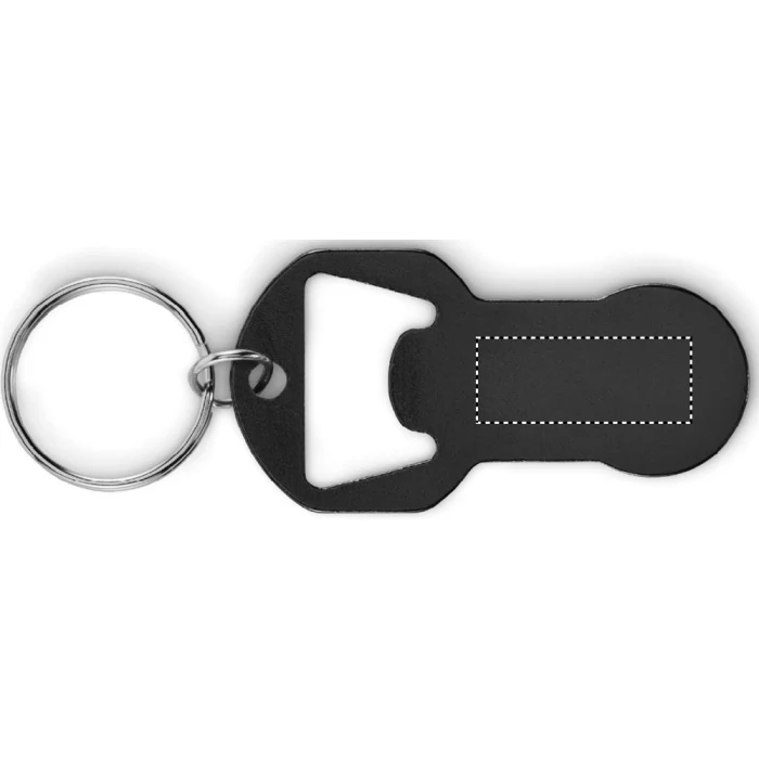 Schemat znakowania dla Tampondruk - P4 na gadżecie: Czarny brelok aluminiowy Clave z otwieraczem i logo firmy