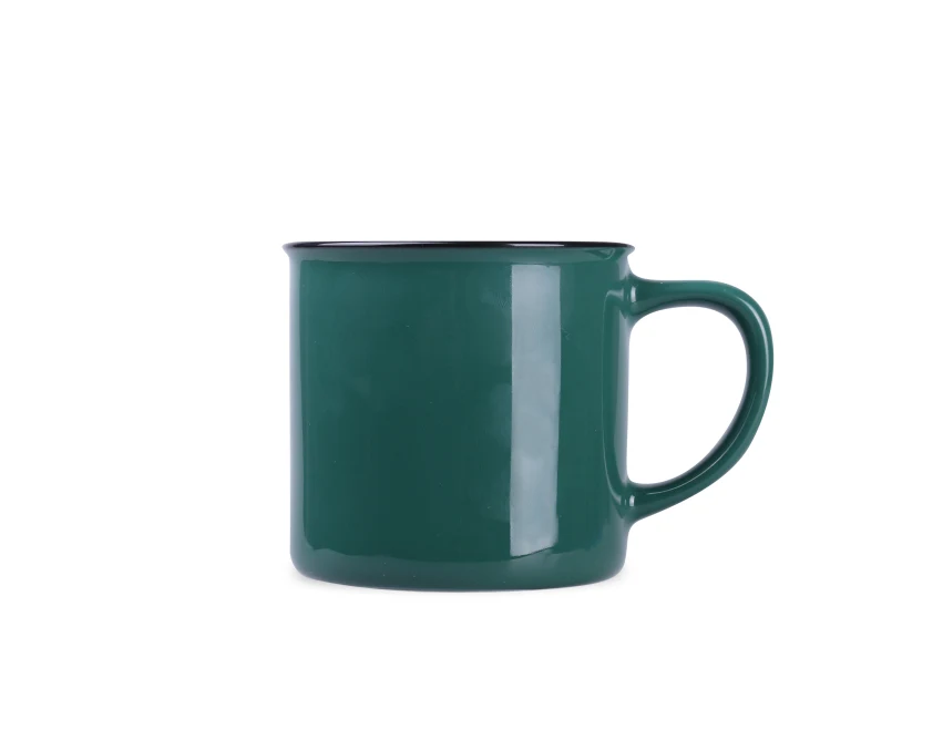 Loft 300 ml – ciemnozielony kubek ceramiczny z czarnym rantem
