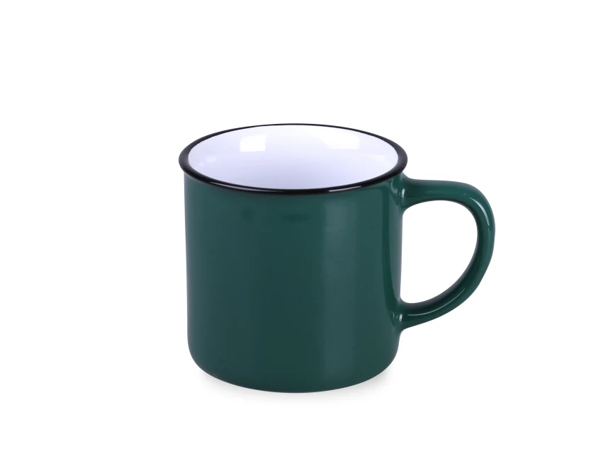Loft 300 ml – ciemnozielony kubek ceramiczny z czarnym rantem