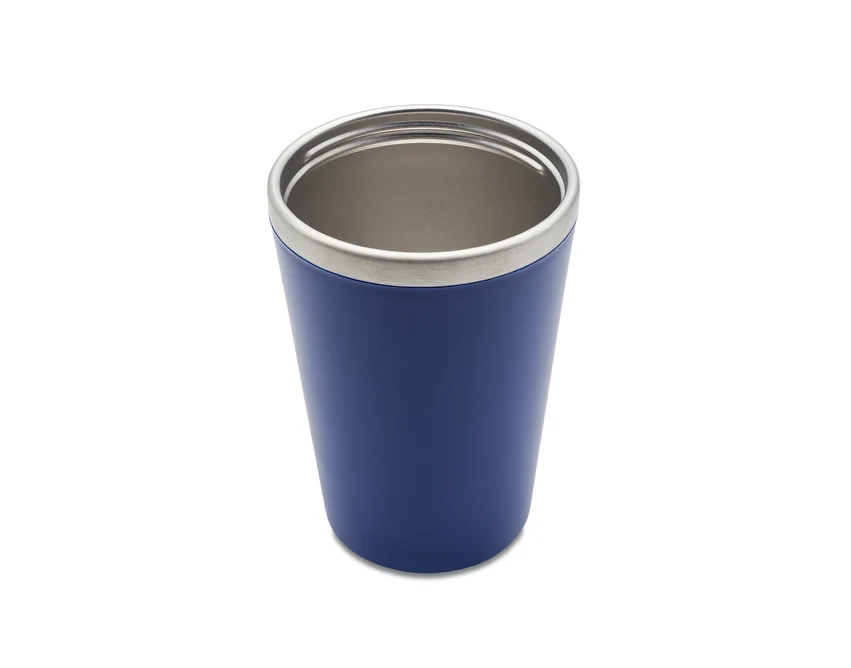 Niebieski kubek termiczny z logo 350 ml Andre, stal 18/8
