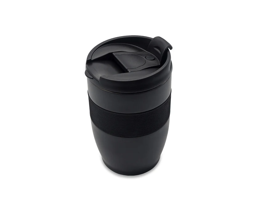 Czarny kubek termiczny Carol 300 ml z grawerem logo