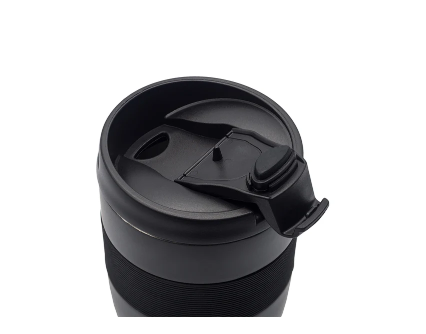 Czarny kubek termiczny Carol 300 ml z grawerem logo