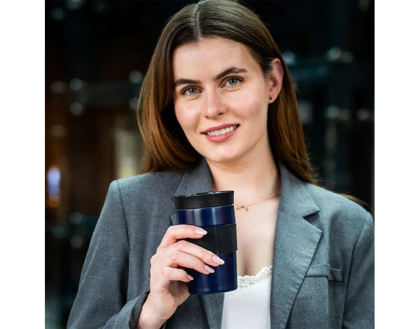 Kubek termiczny Husavik 320 ml granatowy z logo firmy