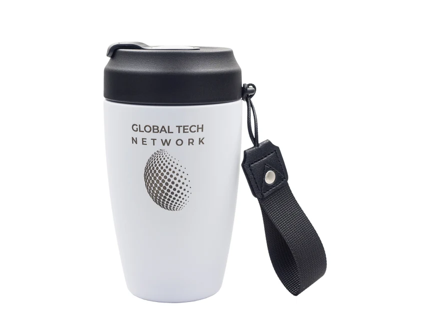 Biały kubek termiczny Viko 380 ml z logo firmy