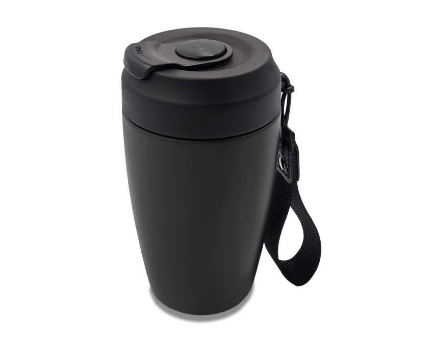 Kubek termiczny Viko 380 ml czarny z logo – stalowy, grawer