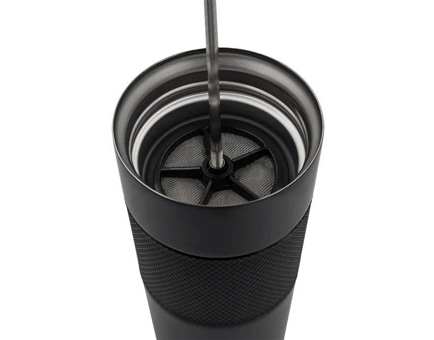 Kubek termiczny z french press 450 ml czarny z grawerem