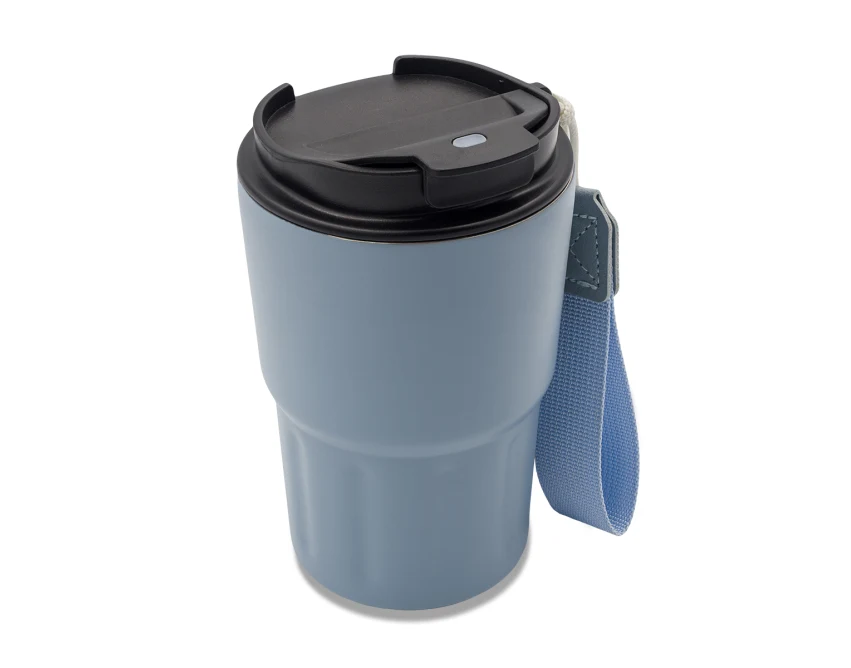 Kubek termiczny Skagen 330 ml niebieski z uchwytem i logo