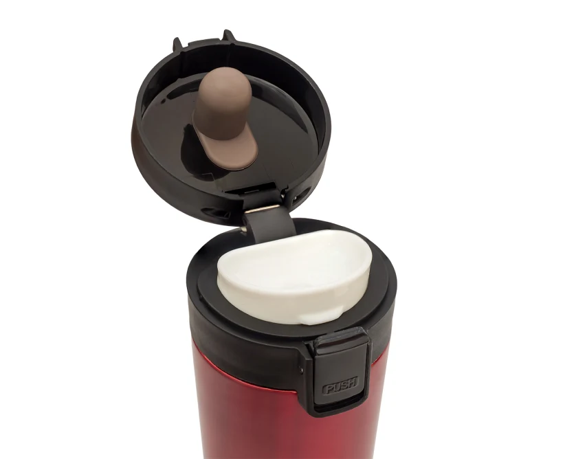 Czerwony kubek termiczny Casper 350 ml z logo firmowym