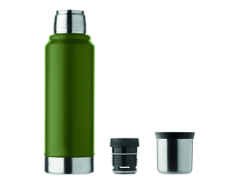 Termos z logo 1L Nyima ciemnozielony stal z recyklingu