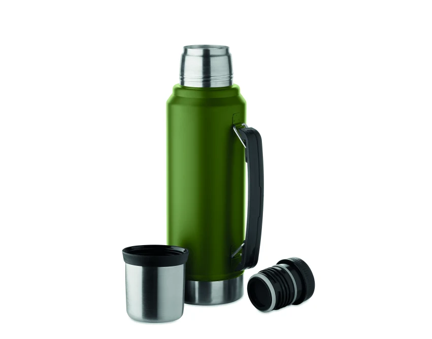 Termos z logo 1L Nyima ciemnozielony stal z recyklingu