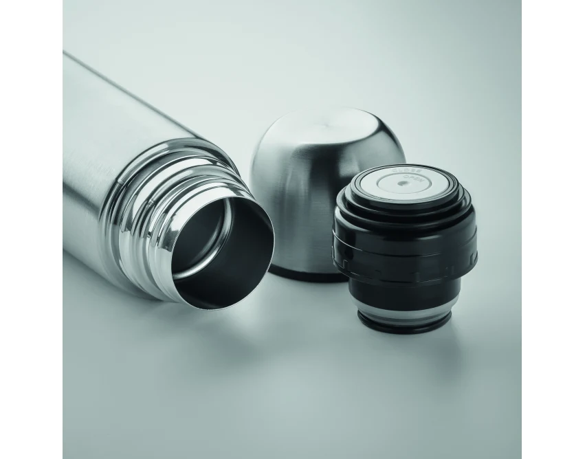 Termos srebrny matowy 500 ml z logo – stal z recyklingu