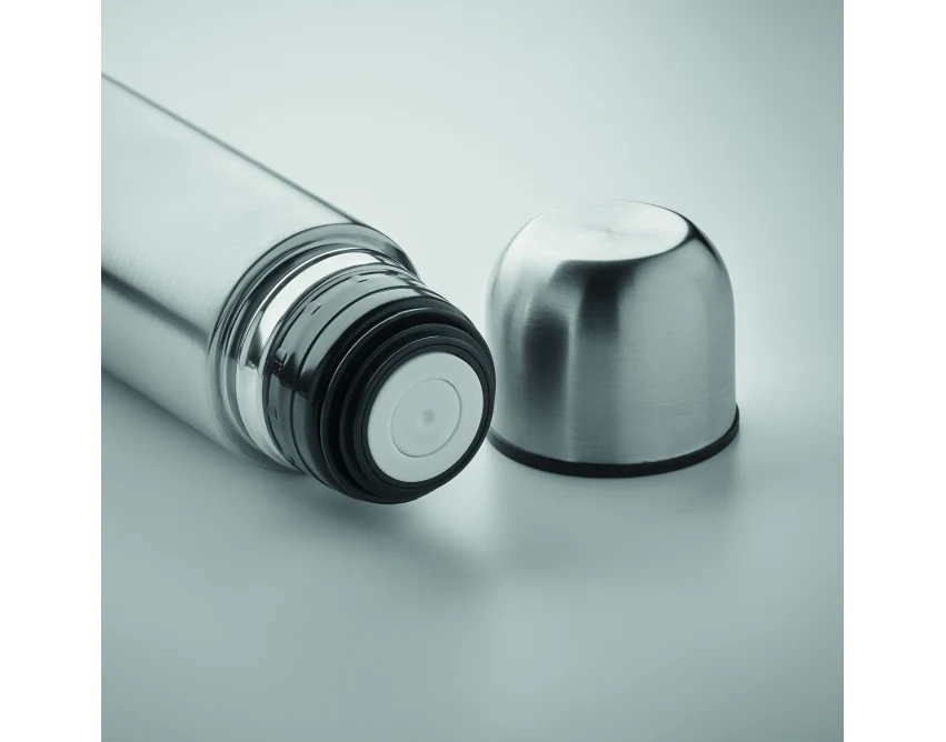 Termos srebrny matowy 500 ml z logo – stal z recyklingu