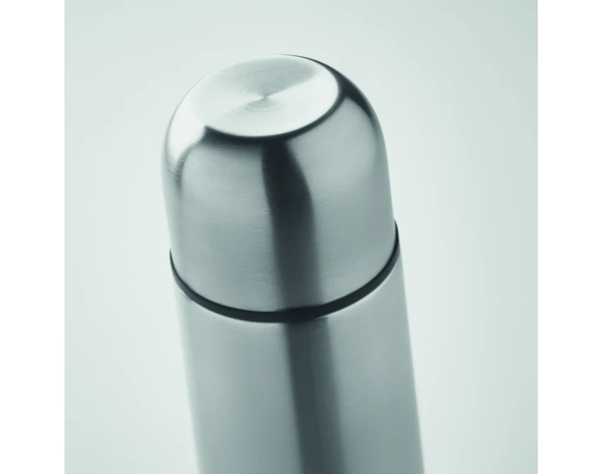 Termos srebrny matowy 500 ml z logo – stal z recyklingu