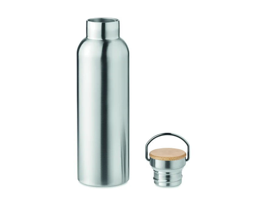 Butelka termiczna 750ml srebrna z bambusową pokrywką Helsinki