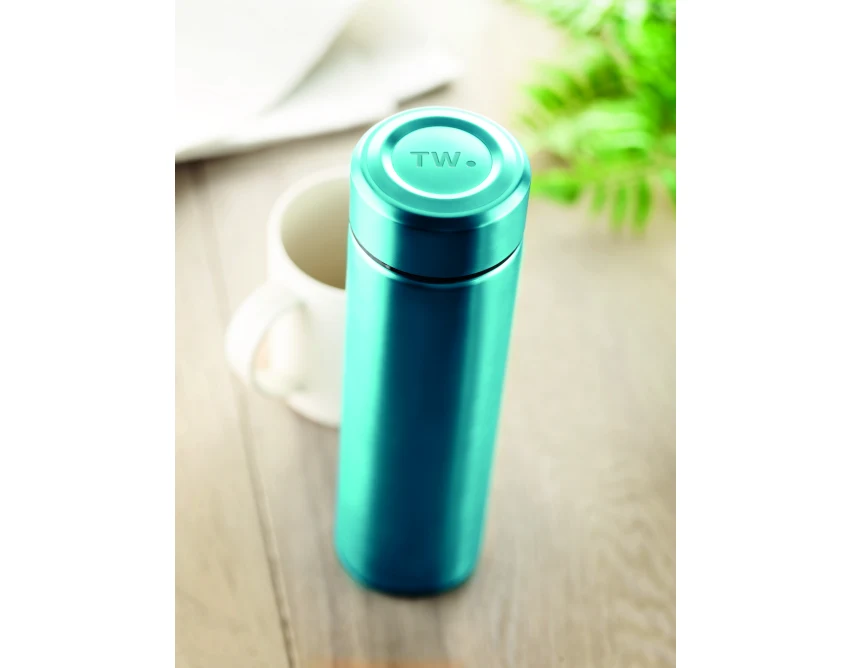 Termos Patago 425 ml turkusowy z zaparzaczem i logo