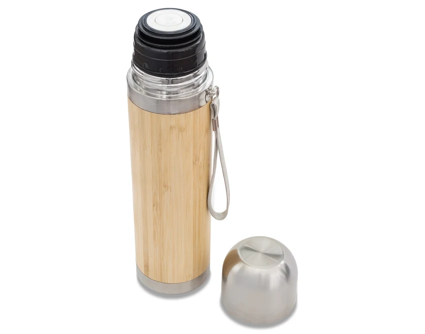 Termos Isalo 400 ml bambusowy z grawerem, brązowy