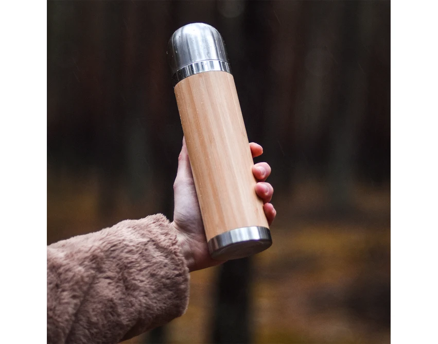 Termos Isalo 400 ml bambusowy z grawerem, brązowy