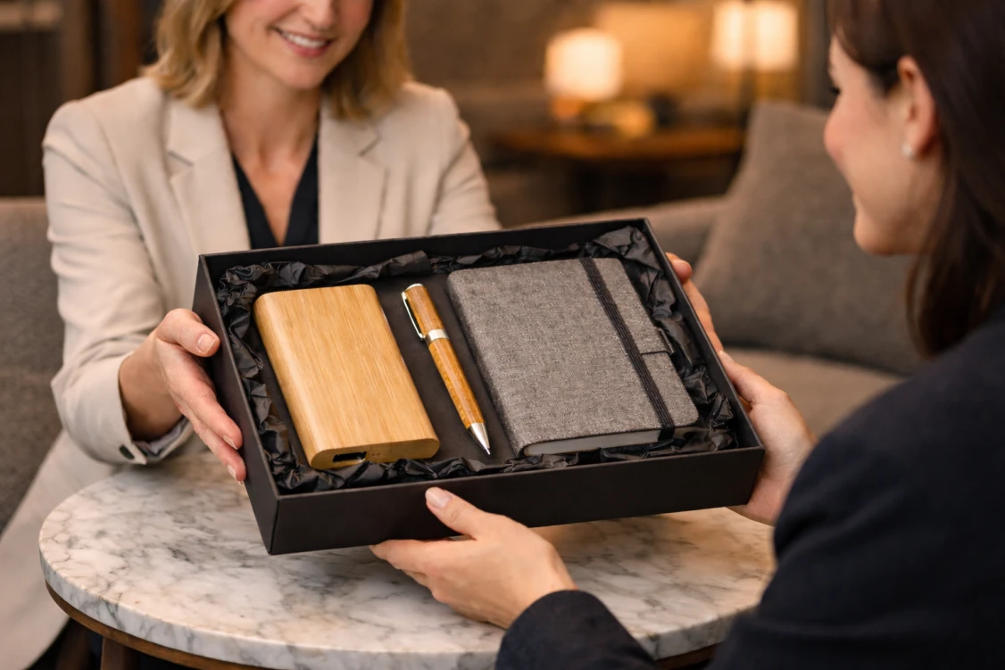 Ekskluzywne pudełko z prezentem wykonanym z materiałów rPET