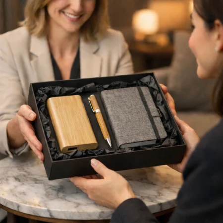Ekskluzywne pudełko z prezentem wykonanym z materiałów rPET