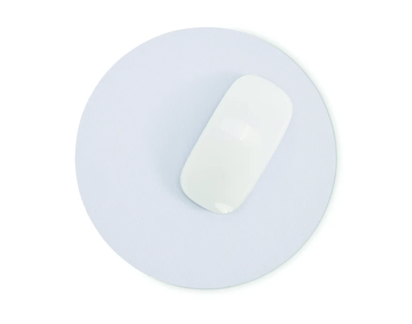 Biała okrągła podkładka pod mysz 21 cm z nadrukiem logo