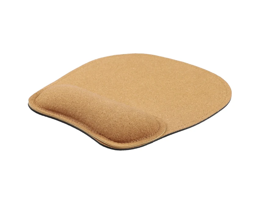 Podkładka pod mysz z korka z logo – brązowa, ergonomiczna
