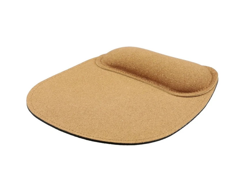 Podkładka pod mysz z korka z logo – brązowa, ergonomiczna