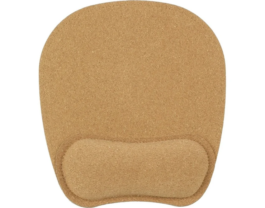 Podkładka pod mysz z korka z logo – brązowa, ergonomiczna