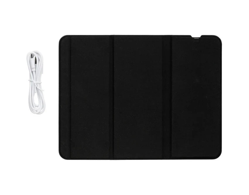 Szara podkładka RPET z ładowarką 10W i nadrukiem logo