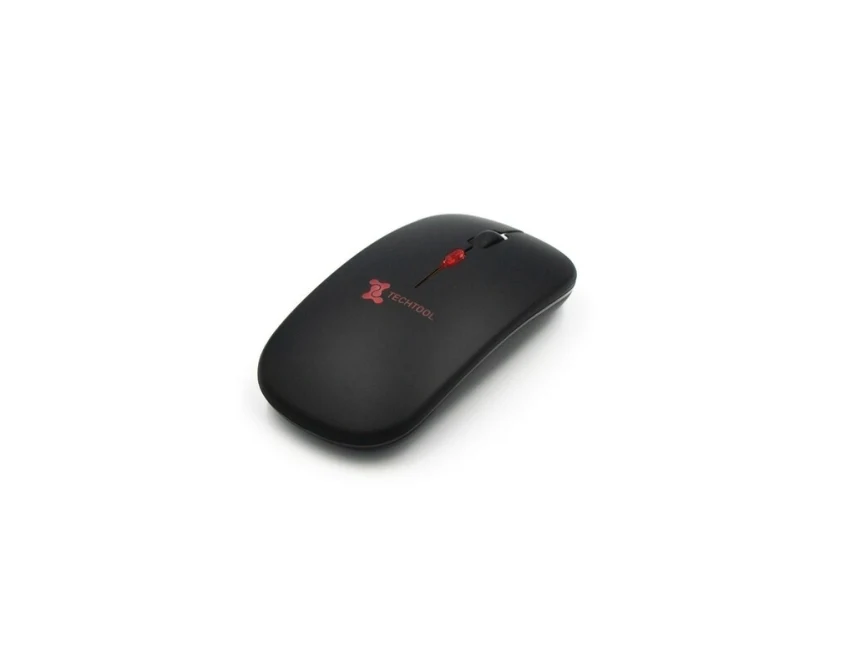 Czarna bezprzewodowa mysz z logo, ABS, USB-C, 500mAh