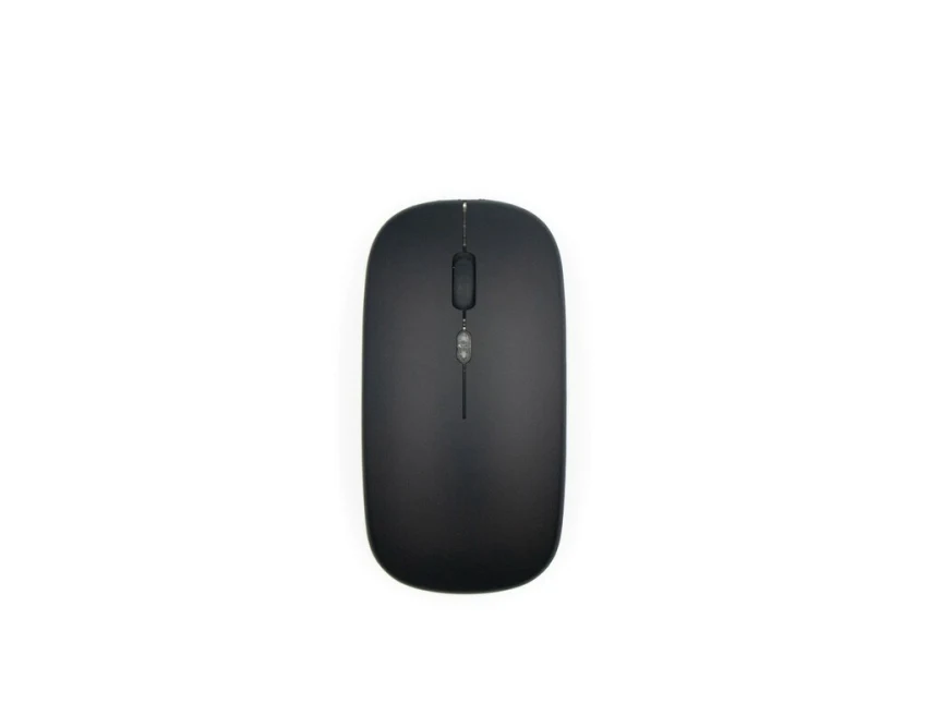 Czarna bezprzewodowa mysz z logo, ABS, USB-C, 500mAh