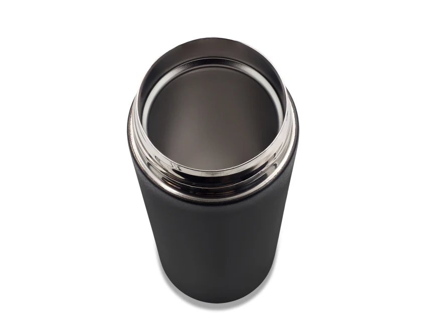 Czarny kubek termiczny 500 ml z logo firmy – stal 18/8