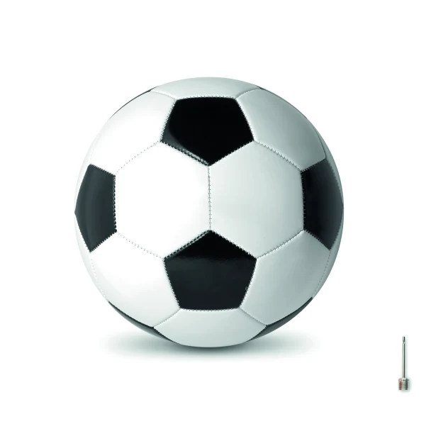 Piłka nożna 21,5 cm PVC biało-czarna z logo firmy – gadżet reklamowy premium